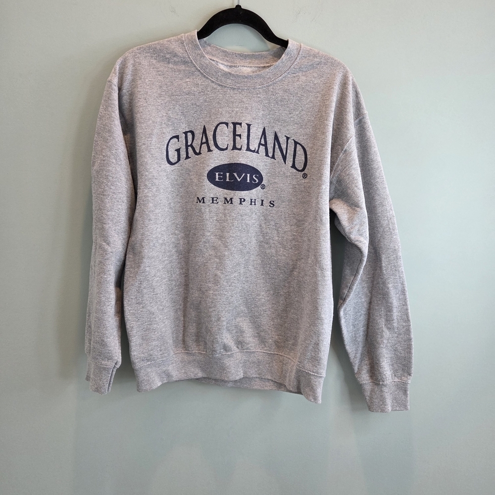 Vintage Graceland Elvis Memphis Sweatshirt Gray - Picture 2 of 8